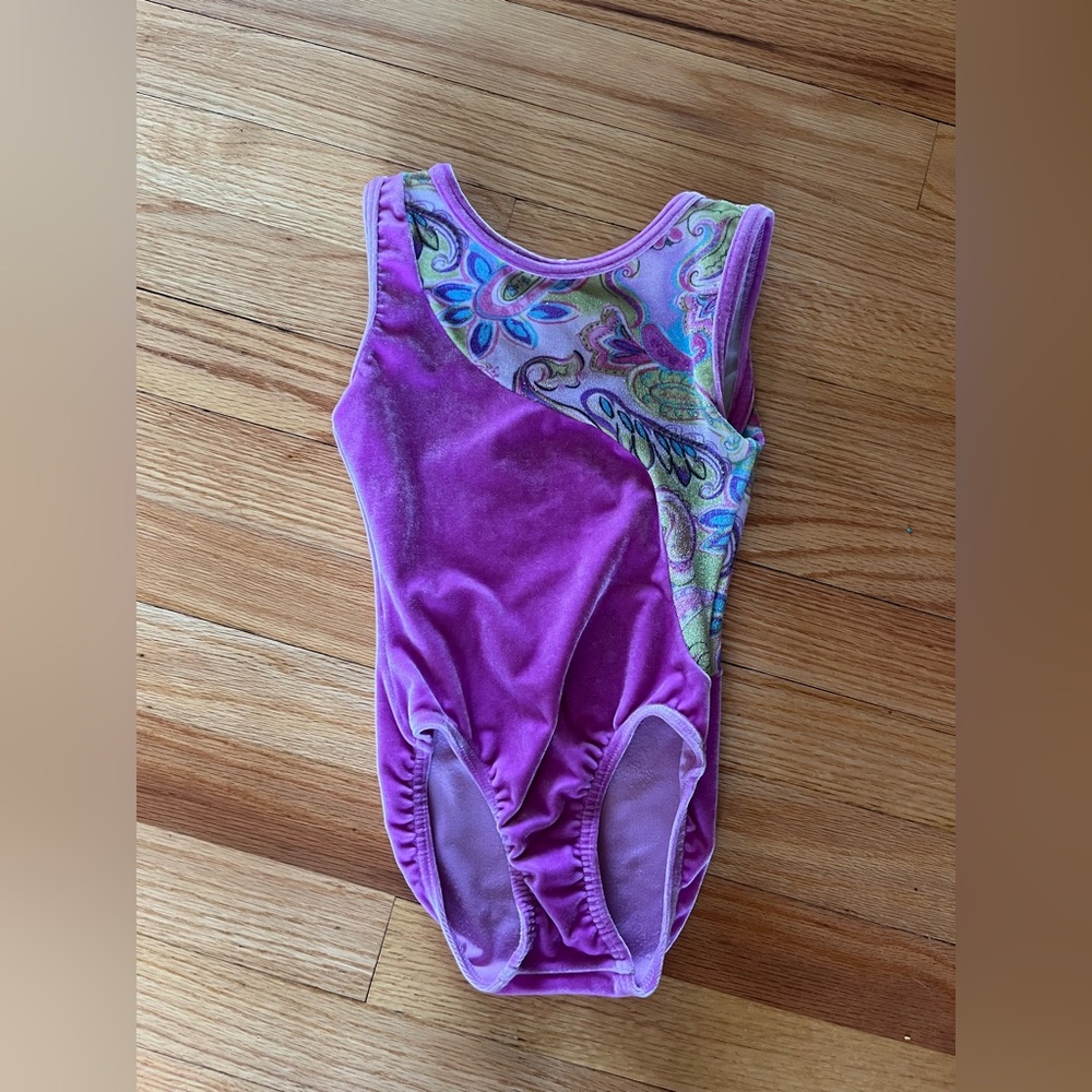 Girls velvet gymnastics leotard